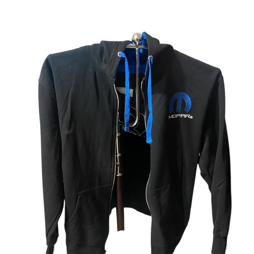 Mopar Men's Black Hoodie Jacket with Blue Accents